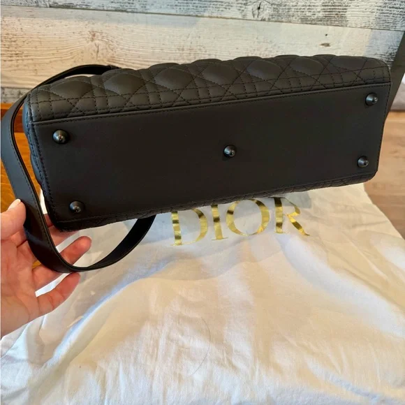 Christian Dior Ultra Matte Lady Dior Bag Cannage Quilt Calfskin Large Black - Picture 5 of 15